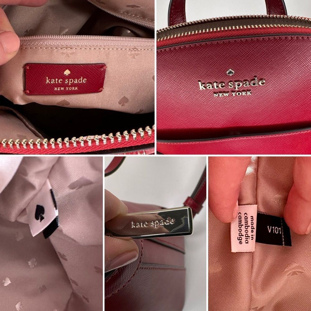 Kate Spade Staci Dome Backpack Red Currant Saffiano Leather Designer Bag NWT - Picture 7 of 11